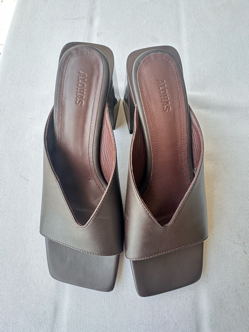 Alohas Seychelles Women's Brown Leather Square-Toe Mule Size 37 - Picture 6 of 11